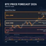 Bitcoin price prediction 2026 chart showing bull base and bear case scenarios based on halving and macro data