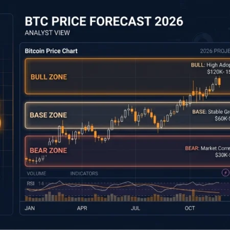 Bitcoin price prediction 2026 chart showing bull base and bear case scenarios based on halving and macro data