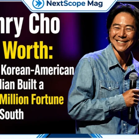 Henry Cho performing stand-up comedy on stage with featured text about Henry Cho net worth and how the Korean-American comedian built a $2–5 million fortune in the South.