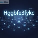 Hggbfe3fykc shown as a glowing digital identifier string in a connected web of cloud data nodes and online systems