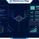 Hggbfe3fykc illustrated as both a digital system identifier connecting APIs and databases on the left, and a structured SEO content framework with search optimization signals on the right