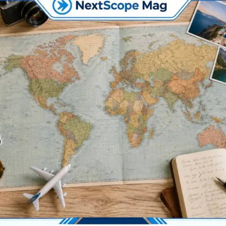 How to choose a travel destination — travel planning essentials including a world map, passport, and compass