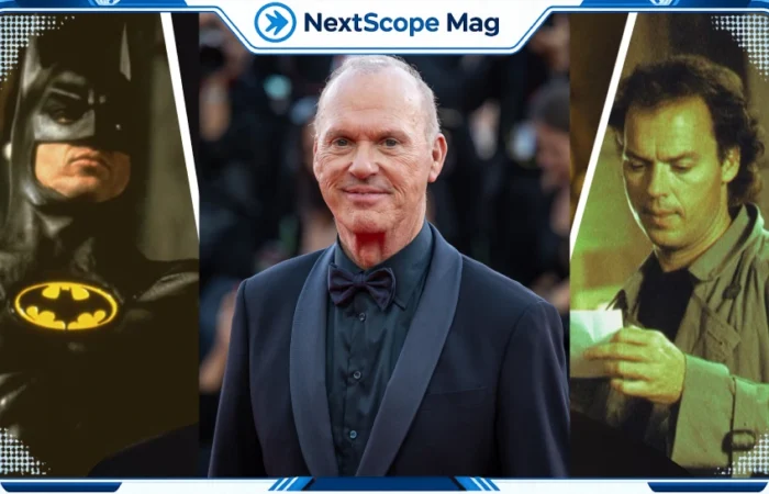Michael Keaton through the decades — as Batman in 1989, at a recent red carpet, and in an early career film role
