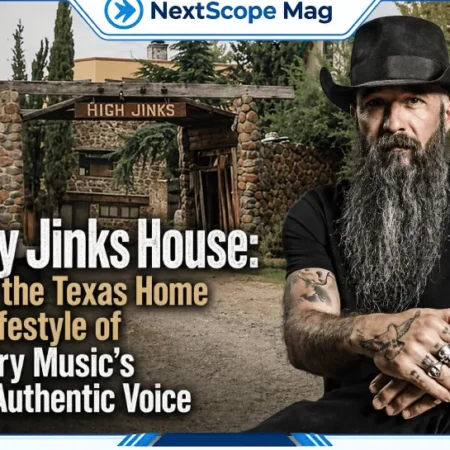 Cody Jinks standing in front of a rustic stone building with a "High Jinks" sign — reflecting his Texas roots and outlaw country lifestyle