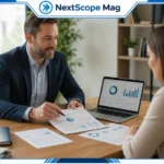A financial advisor reviewing documents with a client across a desk, representing fee-only fiduciary financial planning.