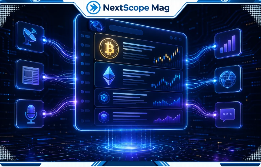 FeedCryptoBuzz real-time crypto news feed interface showing aggregated cryptocurrency headlines and market data.