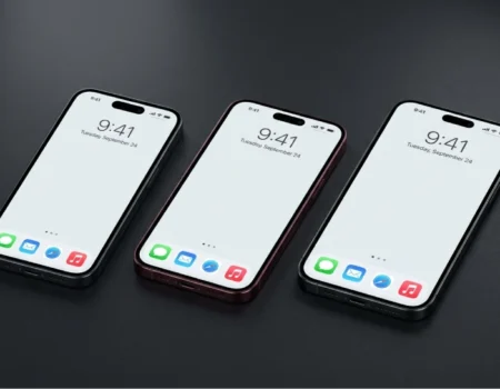 iPhone 18 Pro, iPhone 18, and iPhone 18 Pro Max concept renders showing design, display size, and rumored color options for 2026