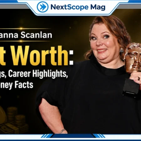 Joanna Scanlan holding BAFTA award highlighting her net worth, earnings, and career achievements