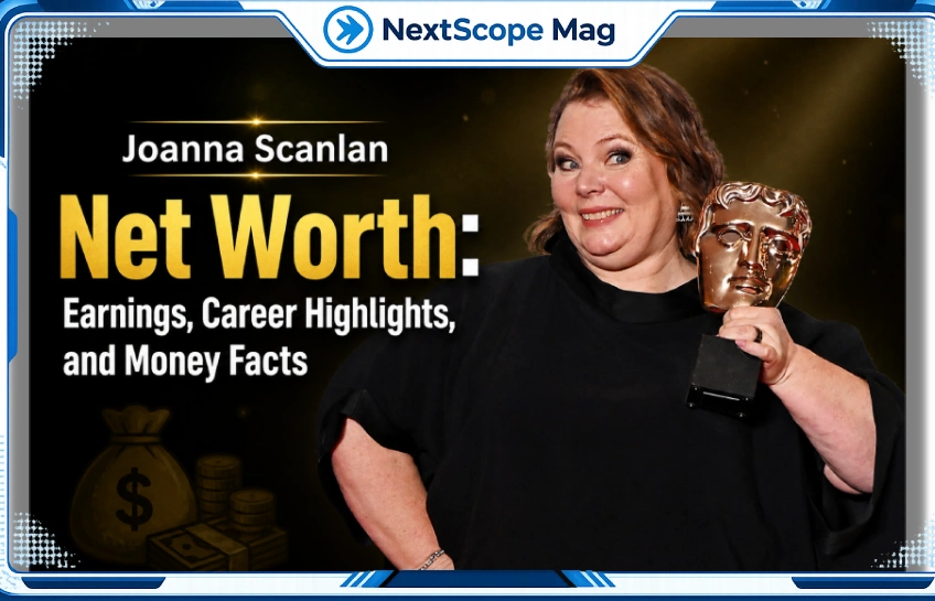 Joanna Scanlan holding BAFTA award highlighting her net worth, earnings, and career achievements