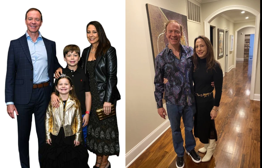 Ken Goldin wife Jenn Goldin with their children Paul and Lindsey at Netflix premiere and a candid home photo together
