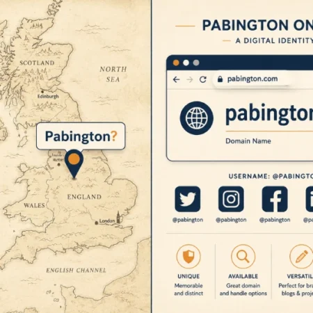 Illustrated comparison of Pabington as a digital identity term versus Paddington as a real London district, shown against a stylized British map background