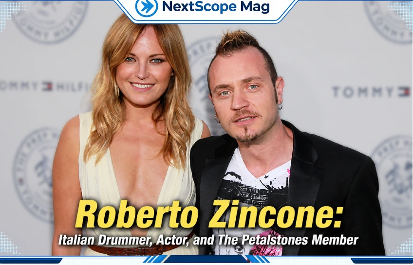 Roberto Zincone and Malin Akerman posing together at a Tommy Hilfiger event during their marriage