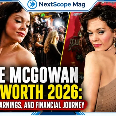 Rose McGowan red carpet collage thumbnail showing her in glamorous outfits with bold text “Net Worth 2026: Career, Earnings, and Financial Journey”