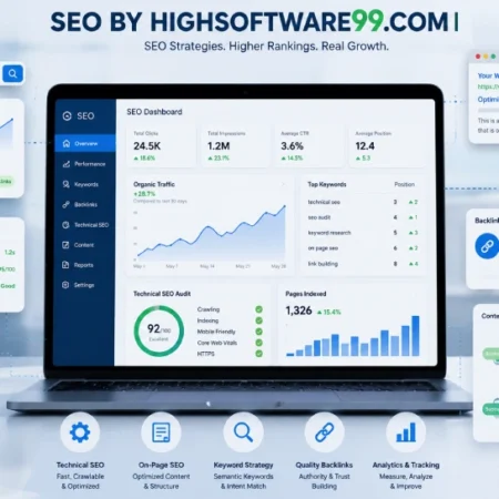 SEO by HighSoftware99.com I showing technical SEO optimization and search ranking growth
