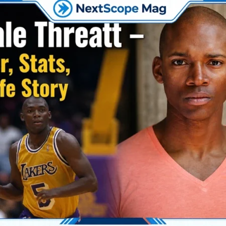 Sedale Threatt career overview thumbnail featuring Lakers basketball action shot and portrait image highlighting stats and life story