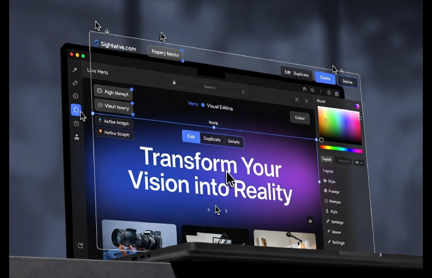 sightwive com visual website editor live editing interface on laptop screen 2026