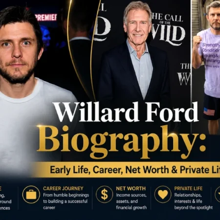 Willard Ford biography image showing Willard Ford with father Harrison Ford and at Strong Sports Gym