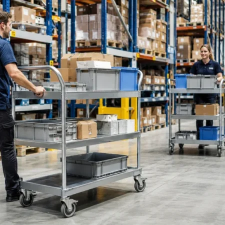 Afruimwagens utility carts used for transport and organization in warehouses and industrial workplaces
