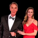 Bill Nye and a woman in a red dress at a formal event, related to the Charity Nye family story