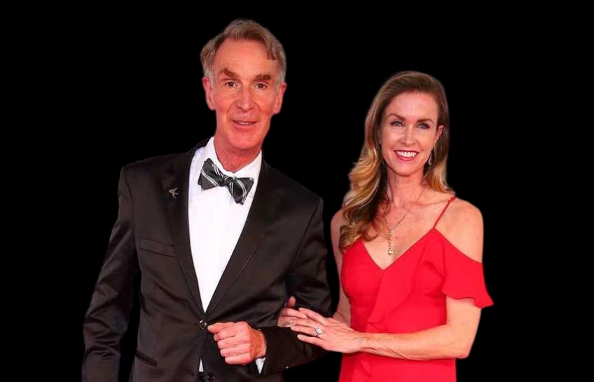 Bill Nye and a woman in a red dress at a formal event, related to the Charity Nye family story