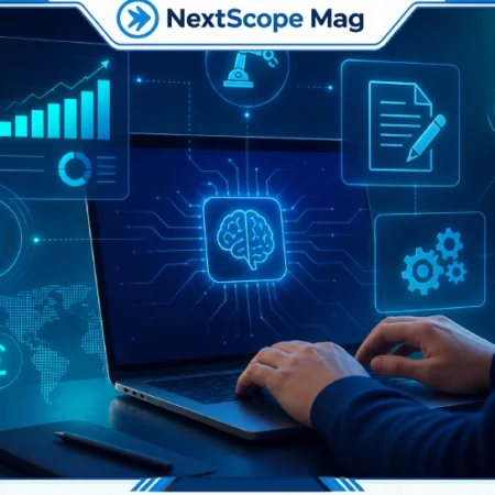 Person using AI tools on a laptop to earn money online in the UK and USA in 2026