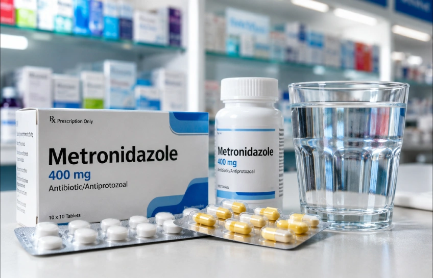 Metronidasool antibiotic tablets used for bacterial and parasitic infections