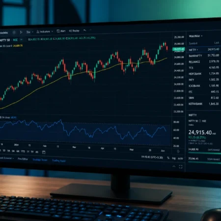 Intraday trading screen showing candlestick chart with moving averages and RSI indicator for day trading strategy analysis