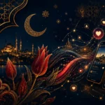 Türk idla concept illustration showing Turkish cultural symbols blended with modern digital aesthetics