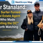 Tyler Stanaland with partner at the beach, known for Selling the OC real estate show and surfing background