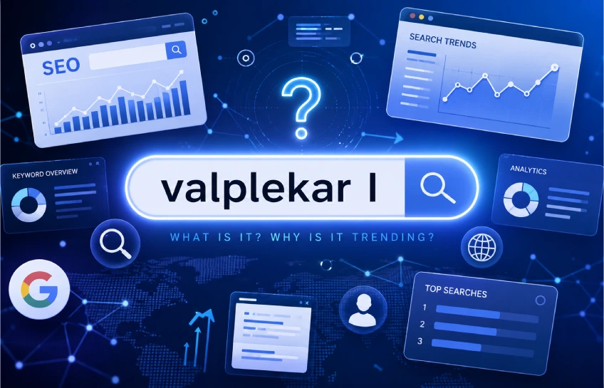 Digital illustration showing the online trend and mystery behind valplekar I keyword searches