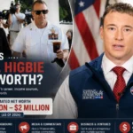 Carl Higbie net worth infographic showing an estimated wealth of $1 million to $2 million as of 2024, based on his military background, media career, and business ventures