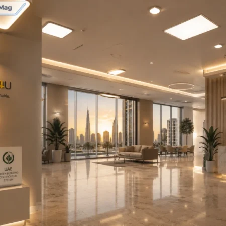 Lamps4U LED lighting products installed in a modern UAE office and residential space, showcasing energy-efficient certified fixtures.
