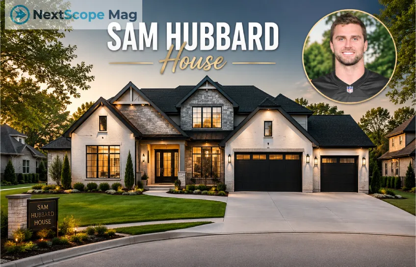 Sam Hubbard House exterior view with Cincinnati Bengals defensive end Sam Hubbard portrait