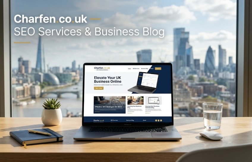 Charfen.co.uk website review showing SEO services and UK business blog overview