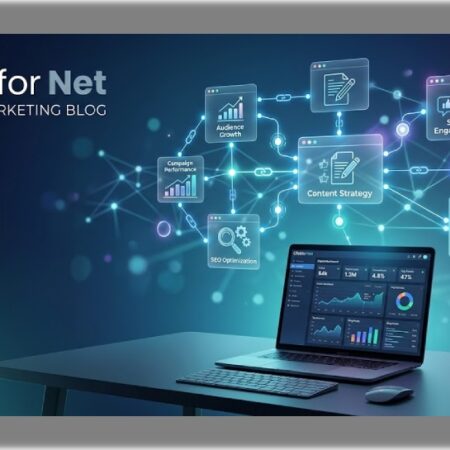 Clickfor net digital platform showing content publishing and link optimization dashboard