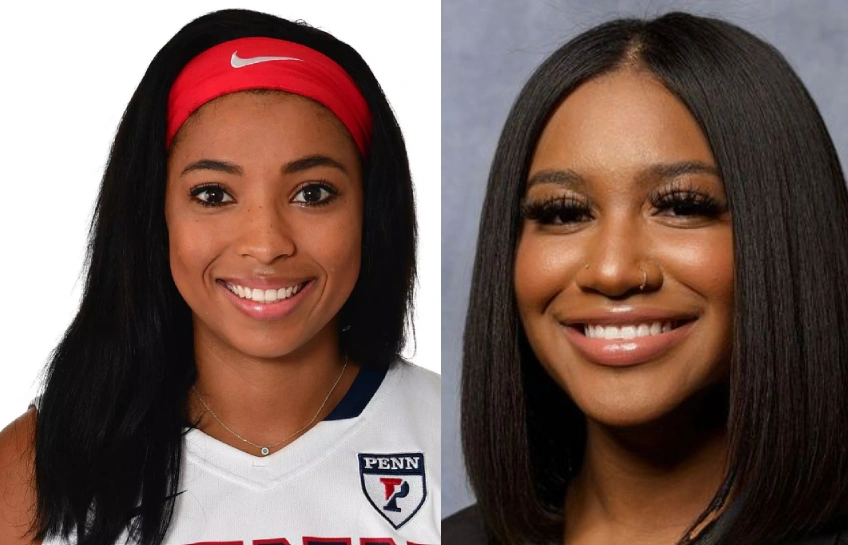 Two women named Deja Jackson side by side — left is the University of Pennsylvania basketball player, right is Ice Cube's daughter