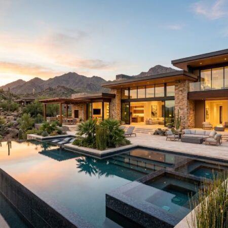 Devin Booker’s house in Paradise Valley Arizona with modern desert design and Bali-inspired pool