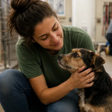 Donna Sicuranza animal welfare nonprofit advocate with shelter dog in Connecticut