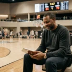 Retired NBA player in arena reflecting on faith for article about how many ex NBA players are Jehovah’s Witnesses