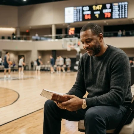 Retired NBA player in arena reflecting on faith for article about how many ex NBA players are Jehovah’s Witnesses