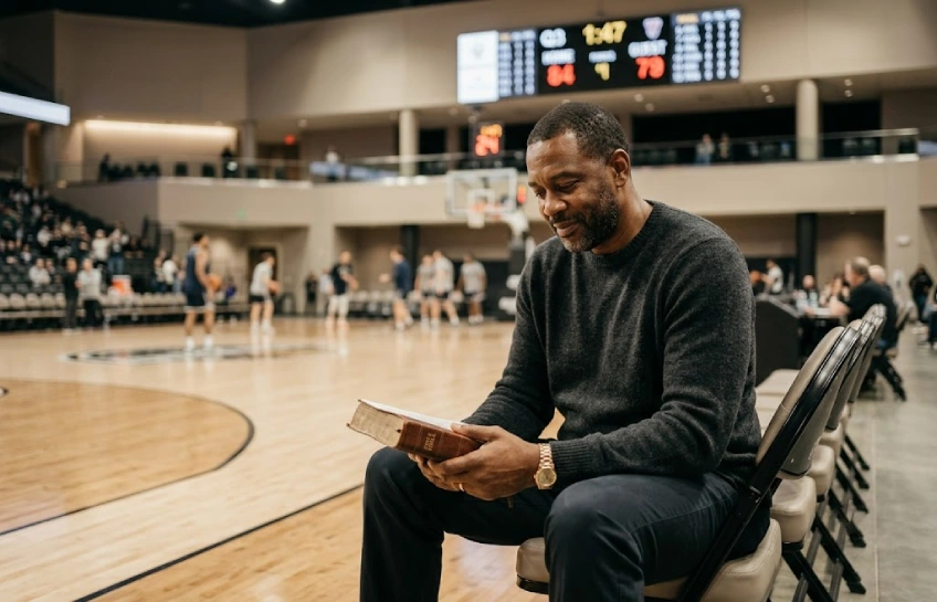 Retired NBA player in arena reflecting on faith for article about how many ex NBA players are Jehovah’s Witnesses