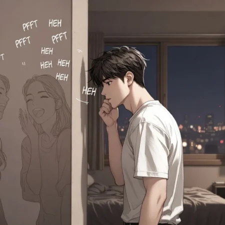 Male tenant in a small apartment overhearing his two noisy female neighbors, inspired by the adult manhwa hole 2 my goal.