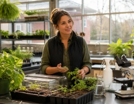 Katy Davis Suffield CT agriscience teacher at Suffield Regional Agriscience Center classroom