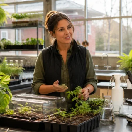 Katy Davis Suffield CT agriscience teacher at Suffield Regional Agriscience Center classroom