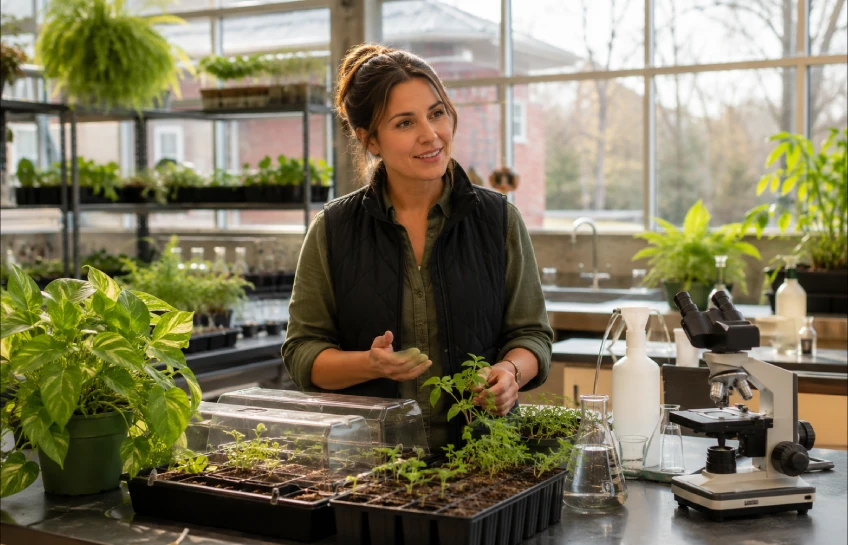 Katy Davis Suffield CT agriscience teacher at Suffield Regional Agriscience Center classroom