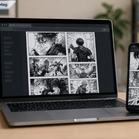 Mangabuddy guide 2026 showing manga reading on laptop and smartphone in a web browser