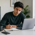 Person working at a tidy desk with a to do list, montrant que faire pour etre productif au quotidien