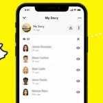 Smartphone screen showing the Snapchat story viewer list of people who watched a story.