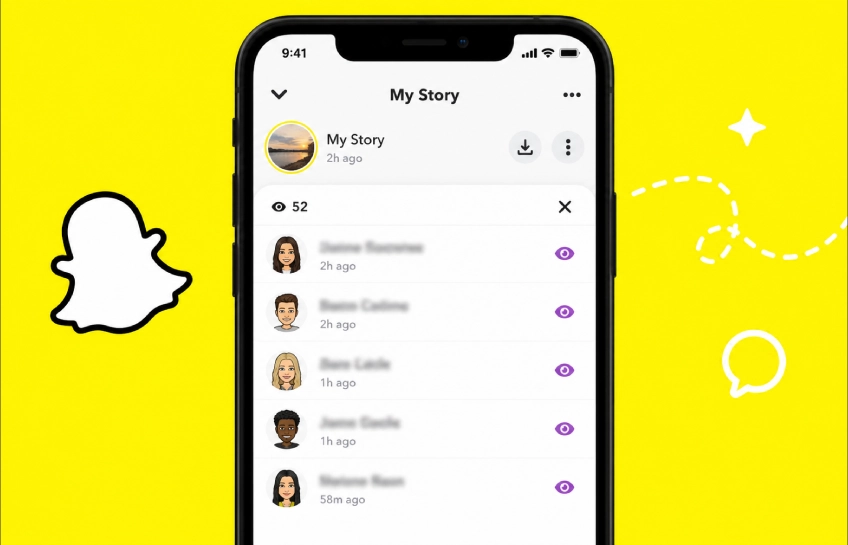 Smartphone screen showing the Snapchat story viewer list of people who watched a story.