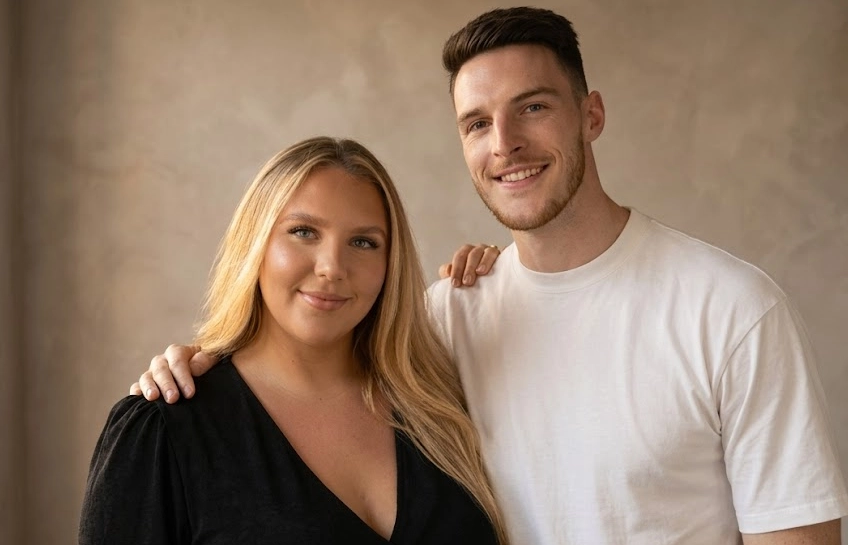 Declan Rice with his long-term partner Lauren Fryer. The Arsenal midfielder is the youngest of Teresa Rice's three sons, raised in South West London.